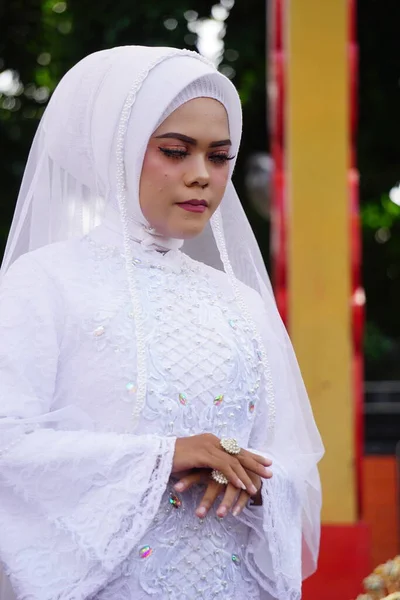 Indonesiano Con Abito Sposa Giavanese — Foto Stock