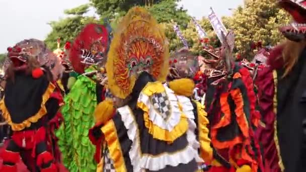 Karneval Der Javanischen Barongan Kirab Barongan Simpang Lima Gumul — Stockvideo