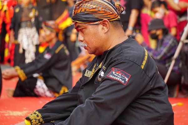 Elders Perform Traditional Rituals Kirab Tumpeng Hasil Bumi Farmer Thanksgiving — Stock Photo, Image