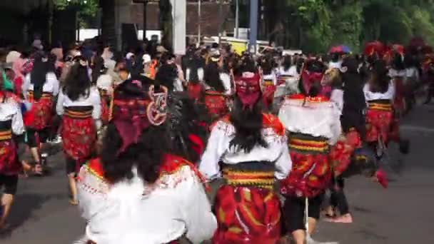 Indonésio Executando Dança Jaranan Kuda Lumping Kuda Kepang Esta Dança — Vídeo de Stock
