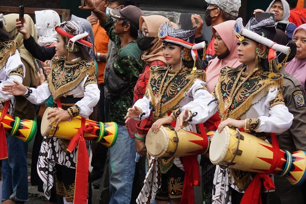 Indonesia Realiza Reog Kendang Ceremonia Del Aniversario Tulungagung Bersih Nagari — Foto de Stock