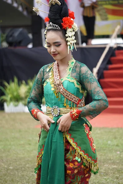 Indonesiano Eseguire Emprak Danza Sumberasri Durian Festival Questa Danza Una — Foto Stock