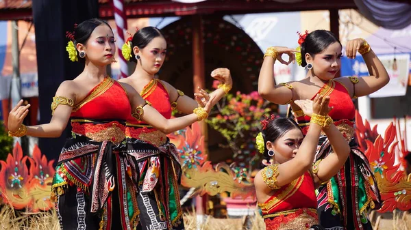 Puspa Dahana舞蹈 普斯帕描绘了一种美丽和柔情 树枝象征着一种燃烧的精神 民族和国家的决心 — 图库照片