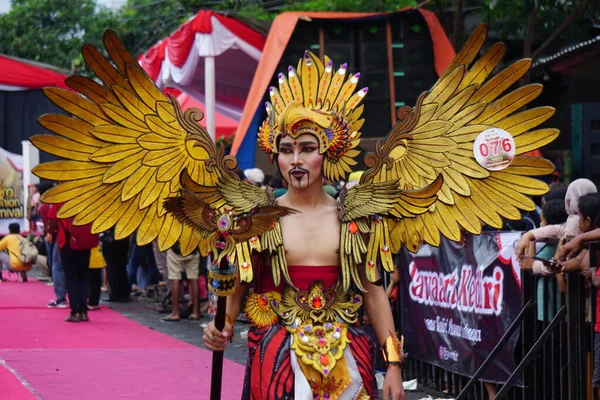 stock image The participant in Biro Fashion Carnival. This is one of the Indonesian costume carnivals