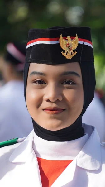 Indonesische Vlaggenschip Kirab Kebangsaan Nationaal Carnaval — Stockfoto