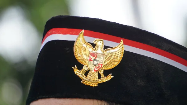 Indonesiska Innehav Garuda Pancasila Indonesiska Fem Principer — Stockfoto