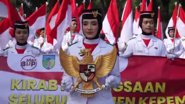 Ινδονησιακή Εκμετάλλευση Garuda Pancasila Ινδονησιακή Πέντε Αρχές — Αρχείο Βίντεο