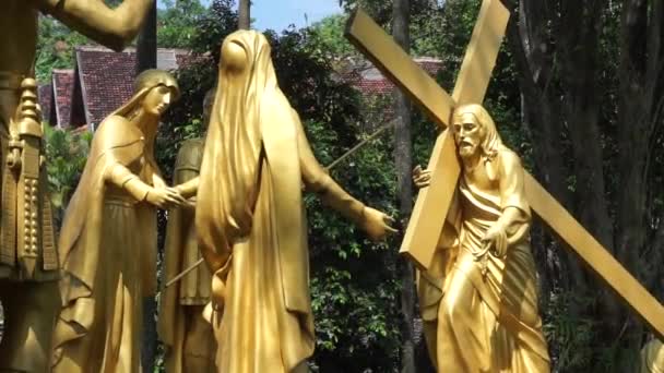 Άγαλμα Του Ιησού Στην Εκκλησία Πουσάρανγκ Puhsarang Είναι Μια Εκκλησία — Αρχείο Βίντεο