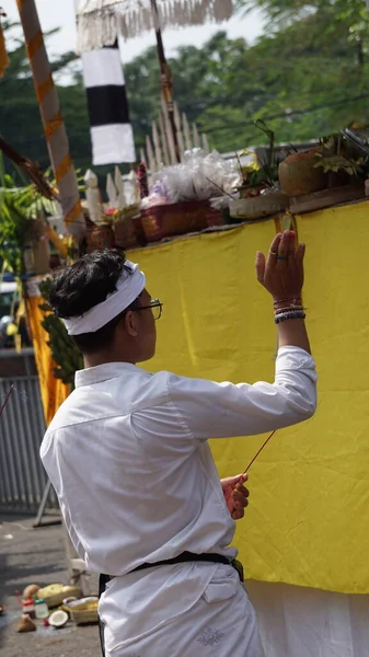 Obřad Tawur Agung Tento Obřad Obřad Vykonaný Hinduisty Den Před — Stock fotografie