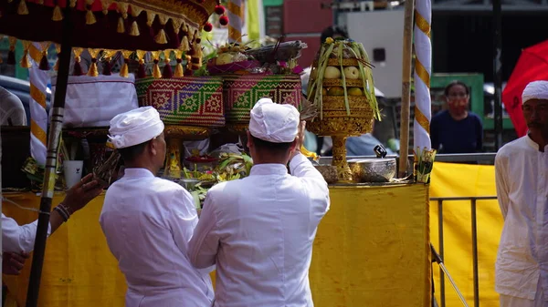 Ceremonia Tawur Agung Ceremonia Jest Wykonywana Przez Hindusów Dzień Przed — Zdjęcie stockowe