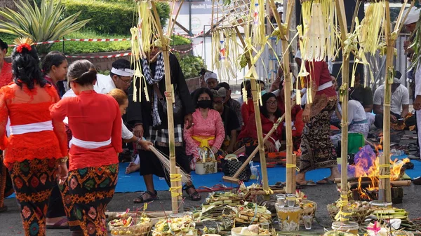 Cerimônia Tawur Agung Esta Cerimônia Uma Cerimônia Realizada Pelos Hindus — Fotografia de Stock