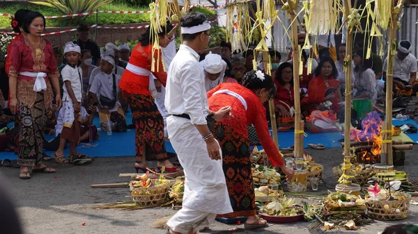 Cérémonie Tawur Agung Cette Cérémonie Est Une Cérémonie Célébrée Par — Photo