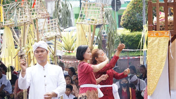 Cérémonie Tawur Agung Cette Cérémonie Est Une Cérémonie Célébrée Par — Photo
