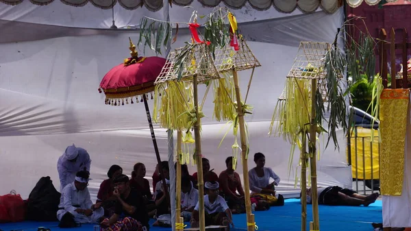 Церемония Таура Агунга Церемония Проводится Индусами День Священного Дня Ньепи — стоковое фото