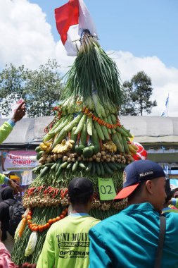 Endonezya, pulud ketan üzerinde tumpeng durian (durian koni) için savaşmaktadır. Pulud ketan, Kediri 'de düzenlenen Durian festivali.