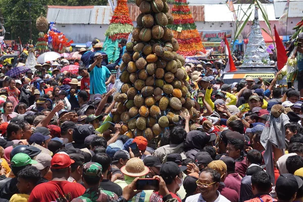 Indonesio Está Luchando Por Tumpeng Durian Cono Durian Ketan Pulud — Foto de Stock