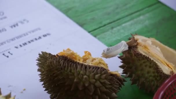 Anggia Erma Rini Medlemmar Representanthuset Eller Dpr Äter Durian Sommarfestivalen — Stockvideo