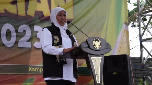 Khofifah Indar Parawansa Gubernur Jawa Timur Pada Festival Rotan — Stok Video