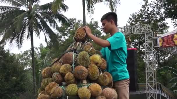 Indonesiska Bär Tumpeng Durian Sumberasri Durian Festival — Stockvideo