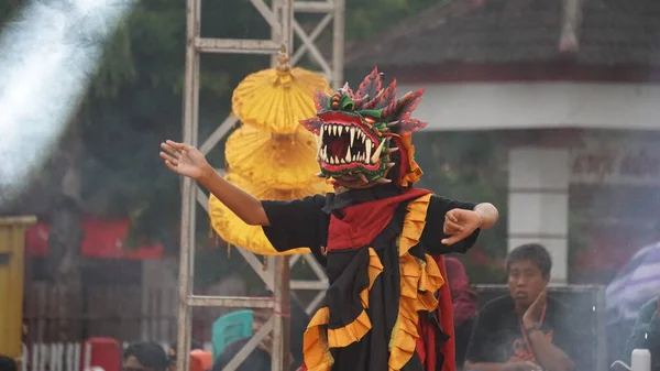 Barong Dansı Gösterisi Barong Endonezya Nın Geleneksel Danslarından Biridir — Stok fotoğraf