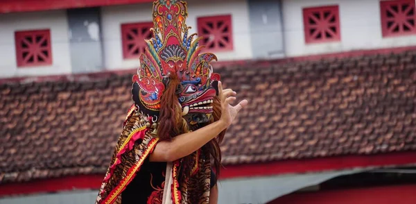 Apresentação Dança Barong Barong Uma Das Danças Tradicionais Indonésia — Fotografia de Stock