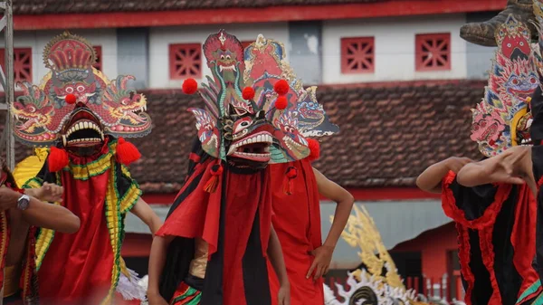 Barong Dansı Gösterisi Barong Endonezya Nın Geleneksel Danslarından Biridir — Stok fotoğraf