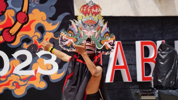 Představení Baronského Tance Barong Jedním Indonéských Tradičních Tanců — Stock fotografie