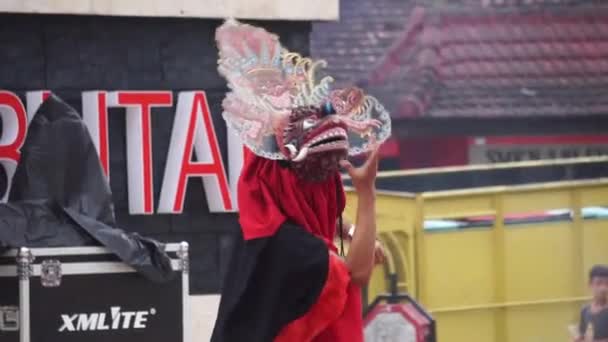 Představení Baronského Tance Barong Jedním Indonéských Tradičních Tanců — Stock video