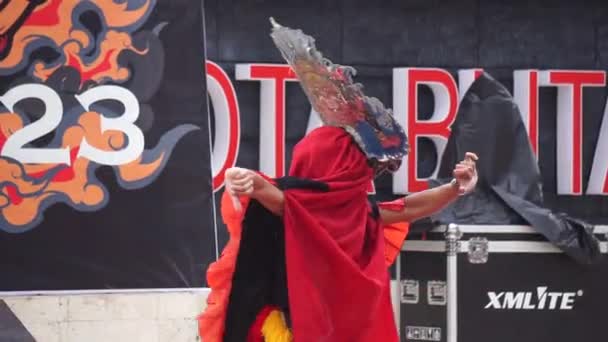 Den Barongdansens Uppträdande Barong Indonesiska Traditionella Dansen — Stockvideo