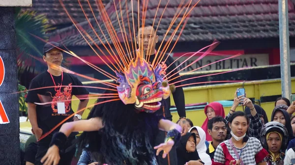 Indonesian Perform Barongan Kucingan Dance Dance Come Blitar — Foto de Stock