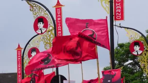 Bendera Partai Politik Pada Pesta Karnaval Pemilihan Kirab Pemilu — Stok Video