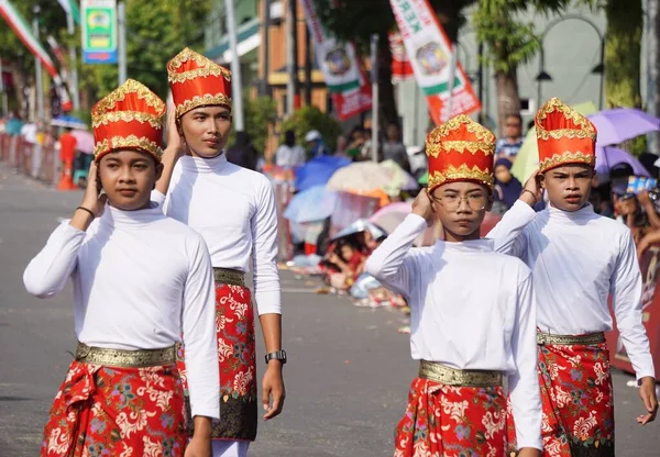 Indonésio Realizando Dança Seudati Aceh Seudati Vem Palavra Syahadat Admissão — Fotografia de Stock