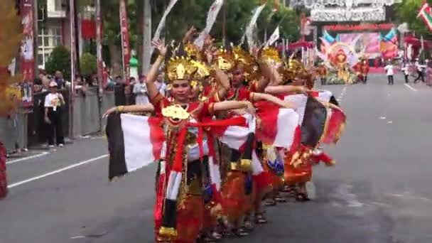 Singasana Jayaning Aum Dans Från Bali Dansen Skildrar Tabanans Triumf — Stockvideo