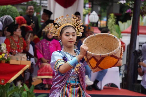 Dança Pane Meu Unen Bengkulu Esta Dança Simboliza Cooperação Mútua — Fotografia de Stock