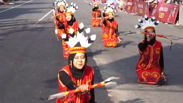 Giring Danza Femminile Dal Kalimantan Centrale Questa Danza Esprime Gioia — Video Stock