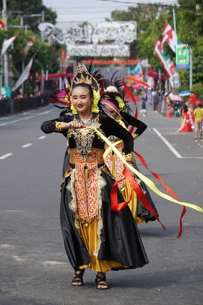 Ben Karnavalındaki Kutai Kartanegara Dan Jepen Dansı Dans Kutai Kartanegara — Stok fotoğraf
