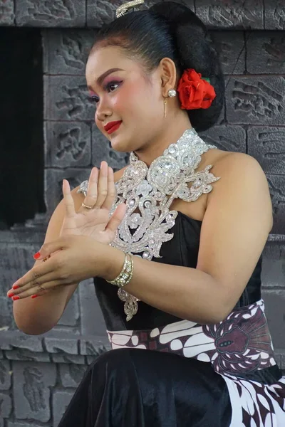 Dança Bedhaya Esta Dança Uma Das Danças Tradicionais Indonésias — Fotografia de Stock