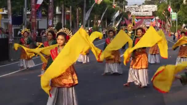 Danza Kuning Lancang Riau Carnaval Ben Esta Danza Representa Lucha — Vídeo de stock