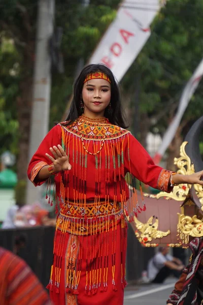 Dança Gellu Sulawesi Sul Carnaval Ben Esta Dança Para Casamentos — Fotografia de Stock