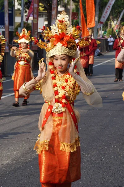 Gending Sriwijaya Dance Sumatera Selatan Ben Carnival Dance Depicts Joy — Stock Photo, Image