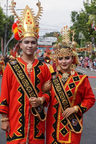 Indonésio Com Traje Tradicional Norte Sumatera Ben Carnival — Fotografia de Stock