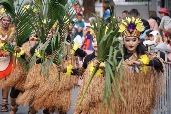 Pangkur Sagu Dans Uit Papua Ben Carnaval Deze Dans Toont — Stockfoto