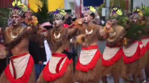 Pangkur Sagu Dans Från Papua Ben Carnival Denna Dans Skildrar — Stockvideo