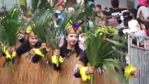 Pangkur Sagu Dans Från Papua Ben Carnival Denna Dans Skildrar — Stockvideo