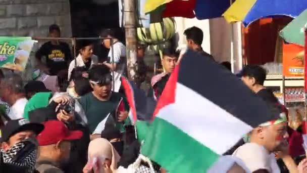 Некоторые Индонезийцы Призывают Свободной Палестине День Машин — стоковое видео