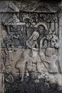 Penataran tapınağındaki yontulmuş taş, Blitar, Doğu Java, Endonezya