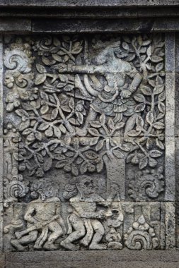 Penataran tapınağındaki yontulmuş taş, Blitar, Doğu Java, Endonezya