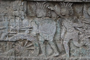 Penataran tapınağındaki yontulmuş taş, Blitar, Doğu Java, Endonezya