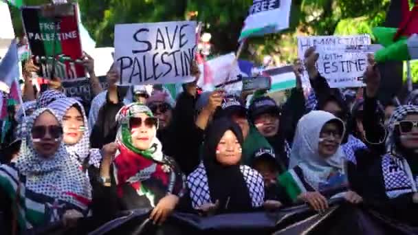 People Support Palestine Stop Genocidal War Crimes Cease Fire — Stock Video
