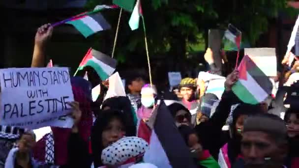 Pessoas Apoiam Palestina Stop Genocidal War Crimes Cessar Fogo — Vídeo de Stock